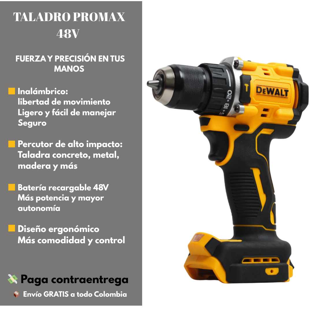 🔧 Taladro ProMax 48V – Fuerza y Precisión en tus Manos